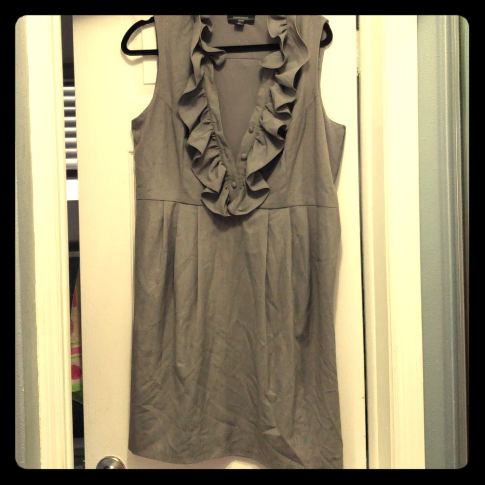 Grey ruffle neck dress